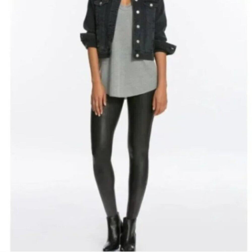 SPANX Ready To Wow Faux Leather Legging Black M 2437
